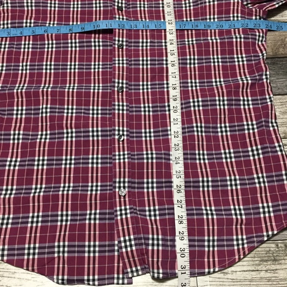 Banana Republic Tailored Slim Fit Plaid Button Up Shirt Men’s XL Red 100% Cotton - Picture 2 of 8